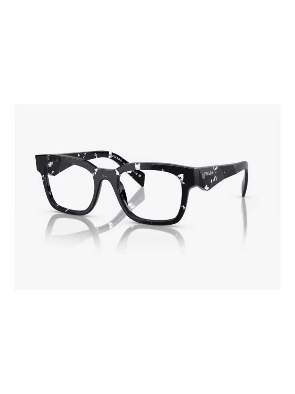 Prada PRA10V 15O1O1 51 Black Transparent Havana Eyeglasses Optical Frame